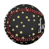 Personalisiert Glam Black Gold Dot Pattern Einziga Baseball (Vorderseite Links)