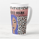 Personalisiert Glam Girls Sassy Cheetah Print Latt Milchtasse (Rechte Ecke)