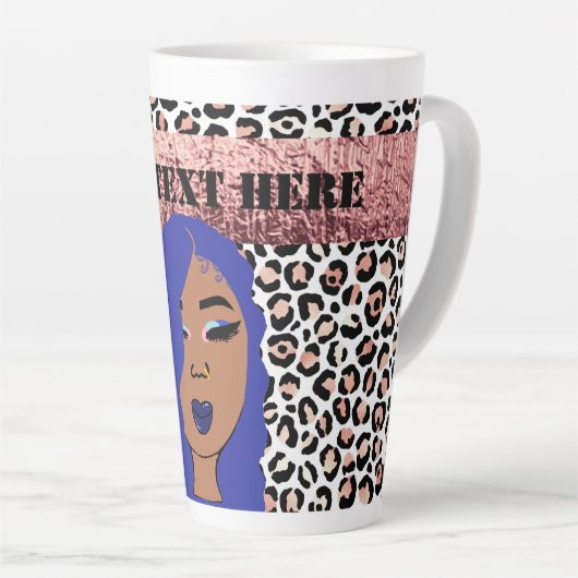 Personalisiert Glam Girls Sassy Cheetah Print Latt Milchtasse (Rechte Ecke)