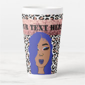 Personalisiert Glam Girls Sassy Cheetah Print Latt Milchtasse (Vorderseite)