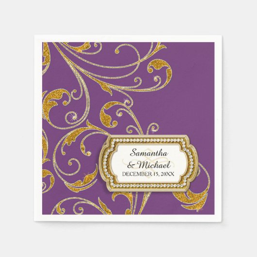 Personalisiert Glam Old Hollywood Regency Black Kr Serviette (Vorderseite)