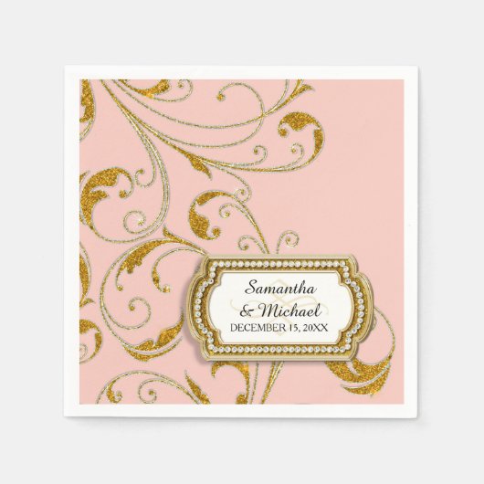 Personalisiert Glam Old Hollywood Regency Black Kr Serviette (Vorderseite)