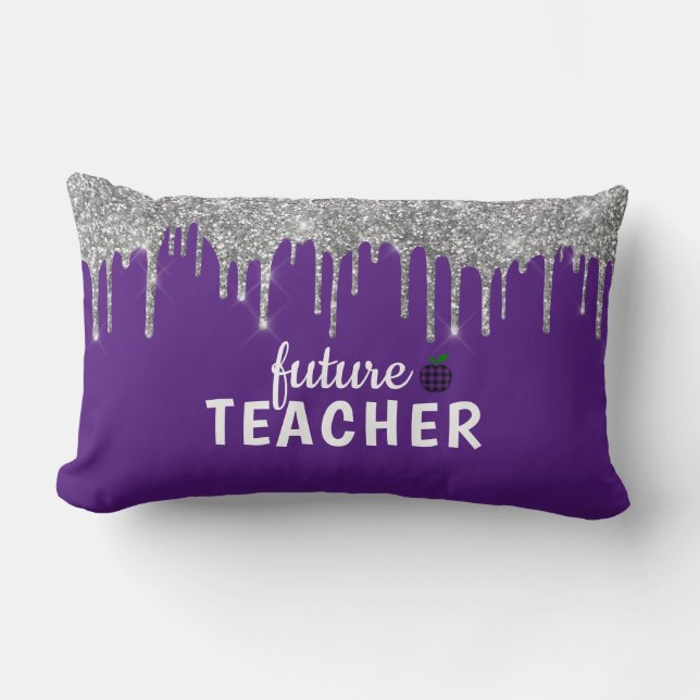 Personalisiert Glam Teacher Lumbar Kissen (Vorderseite)
