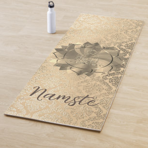 Personalisiert Glittery Gold Damask Buddha Lotus Yogamatte