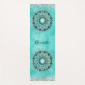 Personalisiert Glittery Lotus Mandala auf Aquamari Yogamatte (Vorderseite)