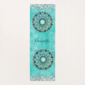 Personalisiert Glittery Lotus Mandala auf Aquamari Yogamatte (Rückseite)