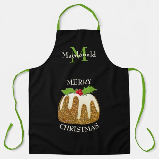 Personalisiert | GLITZER Pudding Black | Weihnacht Schürze (Vorderseite)