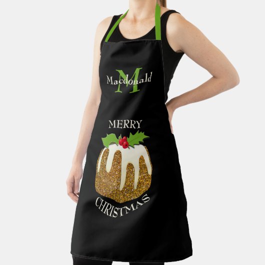 Personalisiert | GLITZER Pudding Black | Weihnacht Schürze (InSitu)