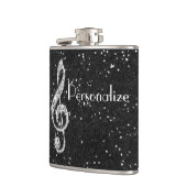 Personalisiert Glitzy Funkelnd Diamond Musiknote Flachmann (Links)