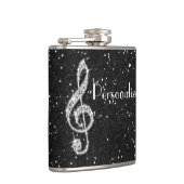 Personalisiert Glitzy Funkelnd Diamond Musiknote Flachmann (Rechts)