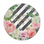 Personalisiert glücklicher Muttertag Rosa Blumenge Schneidebrett (Vorderseite)