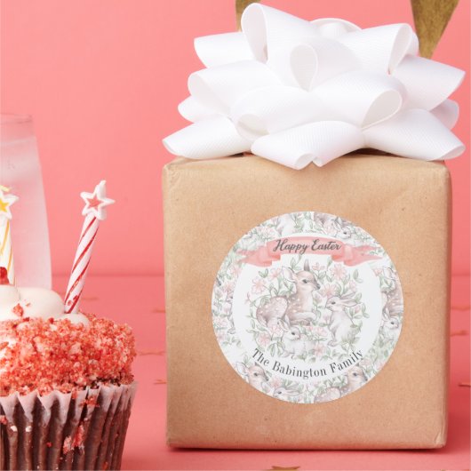 Personalisiert glücklicher Osterfrühling Hirsche B Runder Aufkleber (Party)