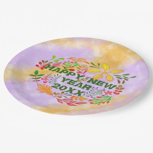 PERSONALISIERT GLÜCKLICHES NEUES JAHR 20XX PAPPTELLER (Schrägansicht)