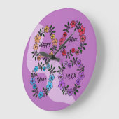 PERSONALISIERT GLÜCKLICHES NEUJAHR 20XX & BLUME KR GROßE WANDUHR (Winkel)