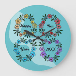 PERSONALISIERT GLÜCKLICHES NEUJAHR 20XX & BLUME KR GROßE WANDUHR