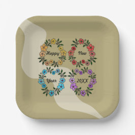 PERSONALISIERT GLÜCKLICHES NEUJAHR 20XX & BLUME KR PAPPTELLER