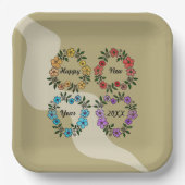 PERSONALISIERT GLÜCKLICHES NEUJAHR 20XX & BLUME KR PAPPTELLER (Vorderseite)