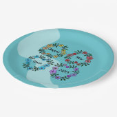 PERSONALISIERT GLÜCKLICHES NEUJAHR 20XX & BLUME KR PAPPTELLER (Schrägansicht)