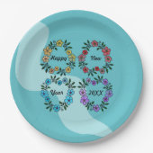 PERSONALISIERT GLÜCKLICHES NEUJAHR 20XX & BLUME KR PAPPTELLER (Vorderseite)