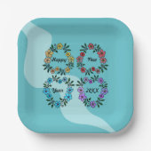 PERSONALISIERT GLÜCKLICHES NEUJAHR 20XX & BLUME KR PAPPTELLER (Vorderseite)