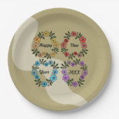 PERSONALISIERT GLÜCKLICHES NEUJAHR 20XX & BLUME KR PAPPTELLER (Vorderseite)