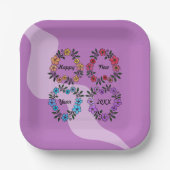 PERSONALISIERT GLÜCKLICHES NEUJAHR 20XX & BLUME KR PAPPTELLER (Vorderseite)