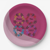 PERSONALISIERT GLÜCKLICHES NEUJAHR 20XX & BLUME KR PAPPTELLER (Vorderseite)