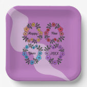 PERSONALISIERT GLÜCKLICHES NEUJAHR 20XX & BLUME KR PAPPTELLER (Vorderseite)