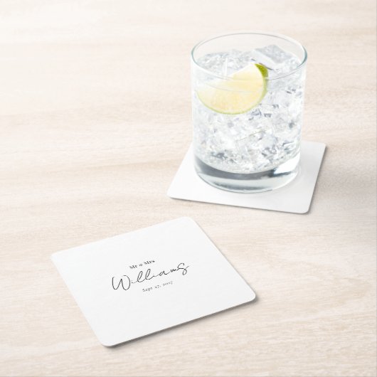 Personalisiert Glückwunsch an Mr. & Mrs. Wedding U Rechteckiger Pappuntersetzer (Vor Ort)