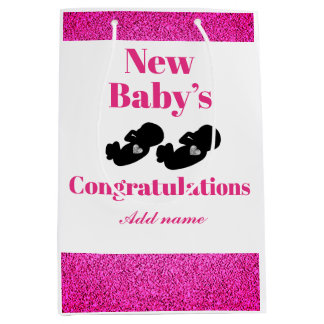 Personalisiert Glückwunsch neue Baby-Geschenktasch Mittlere Geschenktüte