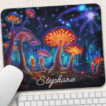 Personalisiert glühender Pilz Mousepad<br><div class="desc">Mit diesem personalisierten Mauskissen mit leuchtenden Pilzen verwandeln Sie Ihren Arbeitsplatz in einen verzauberten Wald. Die magische Atmosphäre und die lebhaften Farben schaffen eine faszinierende Szene, inspirierend Kreativität und Wunder. Machen Sie es wirklich Ihren, indem Sie Ihren Namen oder eine spezielle Nachricht. Die glatte Oberfläche sorgt für präzise Mausbewegungen, während...</div>