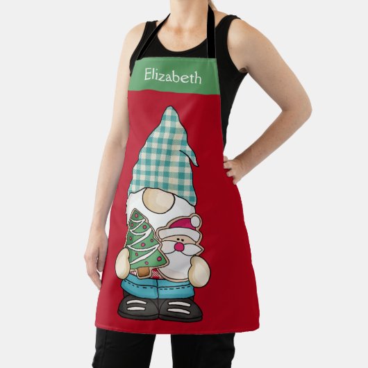 Personalisiert Gnome Red Green Weihnachtsfeiertag Schürze (InSitu)