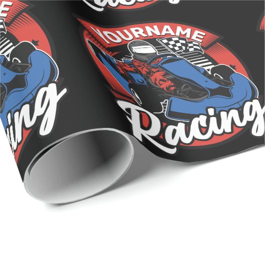 Personalisiert Go Kart Extreme Racing Karting Race Geschenkpapier (Rolleneckpunkt)