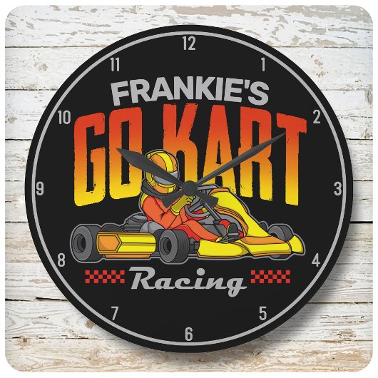 Personalisiert Go Kart Racing Motorsport Karting Große Wanduhr