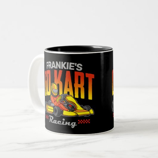 Personalisiert Go Kart Racing Motorsport Karting Zweifarbige Tasse (Vorderseite Links)