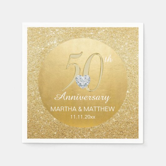 Personalisiert Gold 50. Hochzeitstag Serviette (Vorderseite)