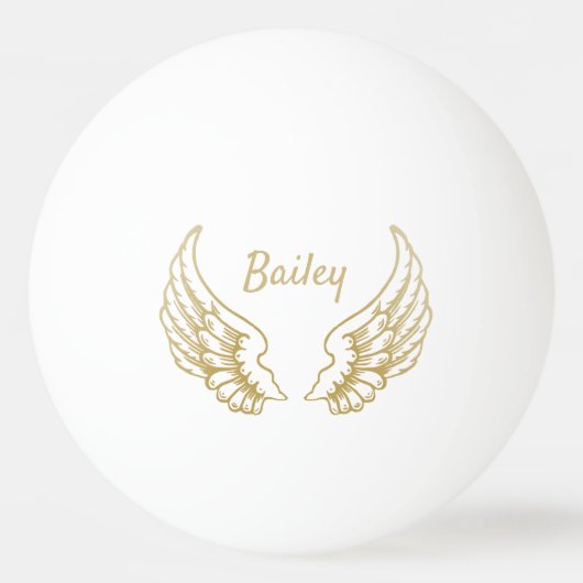 PERSONALISIERT GOLD ANGEL WINGS TISCHTENNISBALL (Vorderseite)