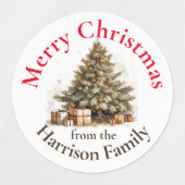 Personalisiert Gold Aquarell Weihnachtsbaum Wünsch Etiketten (Design 2)