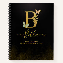Personalisiert-Gold-B-Notebook - Blumenmonogramm