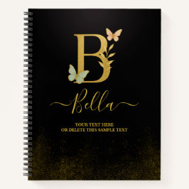 Personalisiert-Gold-B-Notebook - Blumenmonogramm Notizblock