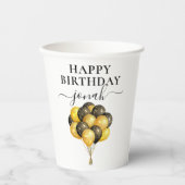 Personalisiert Gold Black Balloons Geburtstagsweiß Pappbecher (Vorderseite)