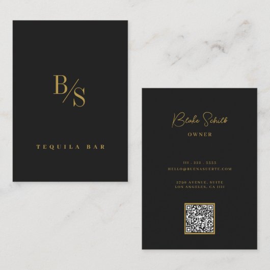 Personalisiert Gold Black Modern Beruflich Visitenkarte (Vorne/Hinten)