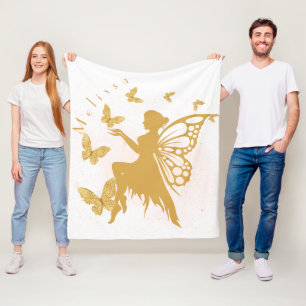 Personalisiert Gold Butterfly Fairy Fleecedecke