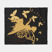 Personalisiert Gold Butterfly Fairy Fleecedecke (Vorderseite (Horizontal))