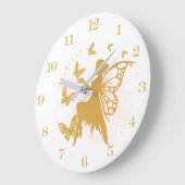 Personalisiert Gold Butterfly Fairy Große Wanduhr (Winkel)
