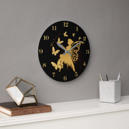 Personalisiert Gold Butterfly Fairy Große Wanduhr