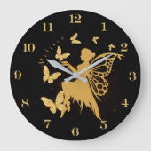 Personalisiert Gold Butterfly Fairy Große Wanduhr (Vorderseite)