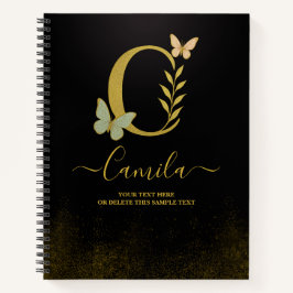 Personalisiert-Gold-C-Notebook - Blumenmonogramm Notizblock