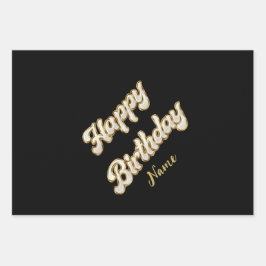 Personalisiert Gold Elegante Geburtstagsgeschenkta Geschenkpapier Set