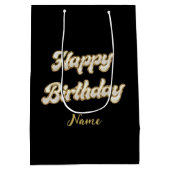 Personalisiert Gold Elegante Geburtstagsgeschenkta Mittlere Geschenktüte (Rückseite)